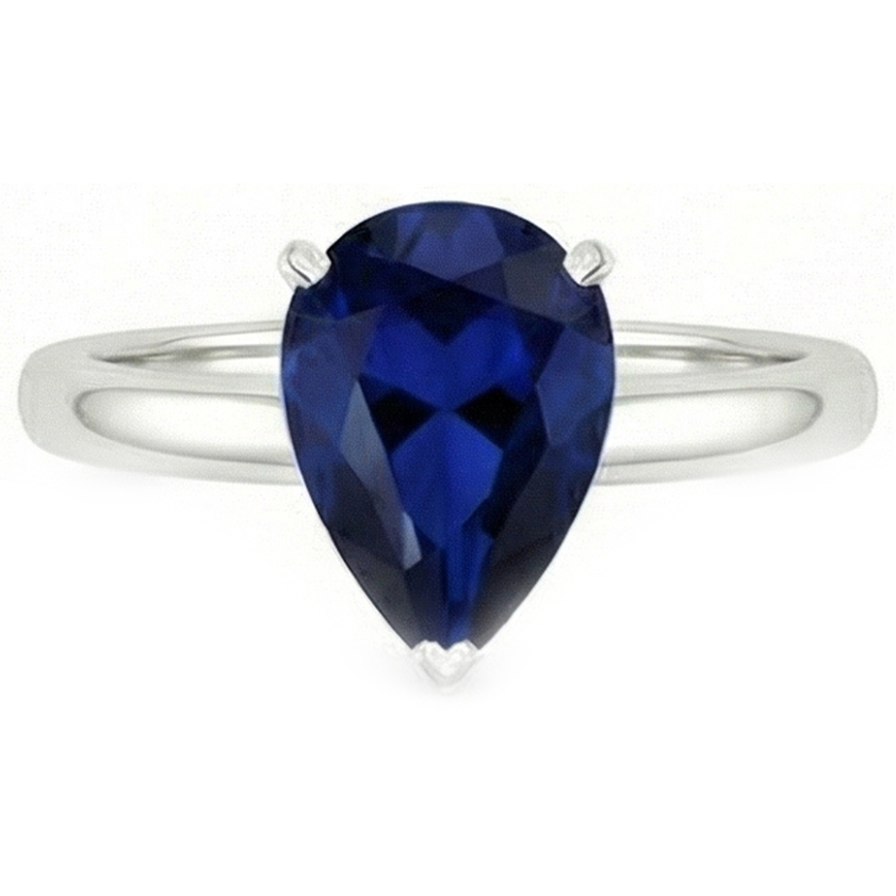 Natural Real ( Not Lab Grown )  3 Carat Pear Cut Sapphire Engagement Ring