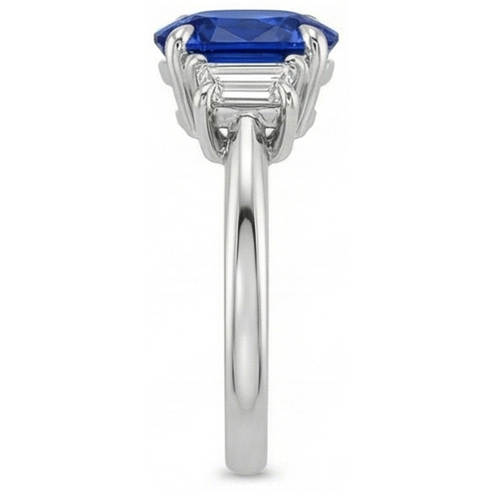 Natural Real ( Not Lab Grown )  3 Carat Sapphire Three Stone Ring