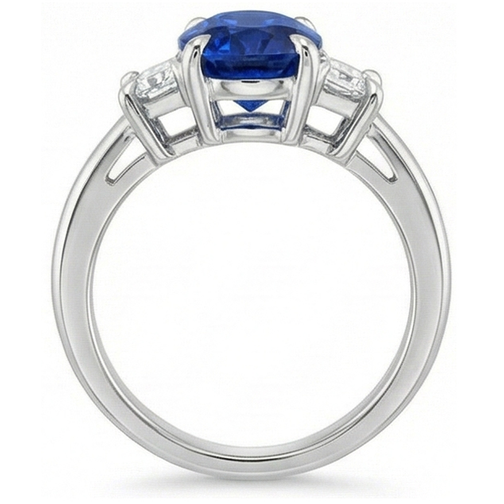 Natural Real ( Not Lab Grown )  3 Carat Sapphire Three Stone Ring