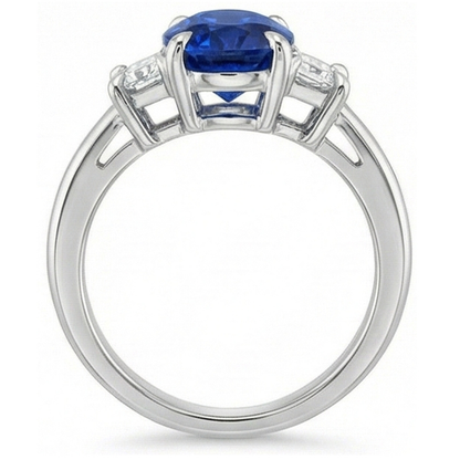 Natural Real ( Not Lab Grown )  3 Carat Sapphire Three Stone Ring