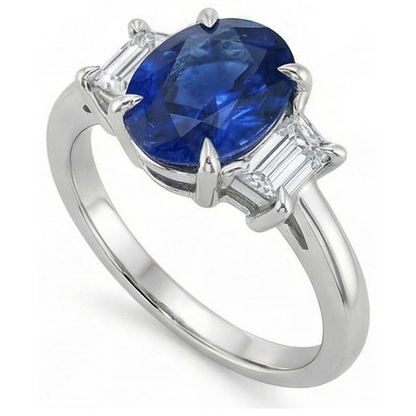 Natural Real ( Not Lab Grown )  3 Carat Sapphire Three Stone Ring
