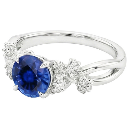 3 Carat Sapphire With Natural Earth Mined Diamond Ring