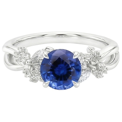 3 Carat Sapphire With Natural Earth Mined Diamond Ring