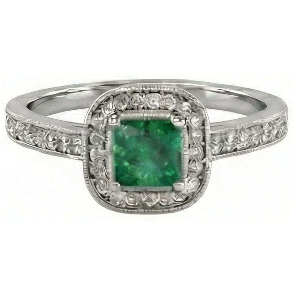 natural round emerald 3ct ring top view