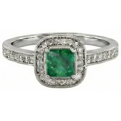 natural round emerald 3ct ring top view