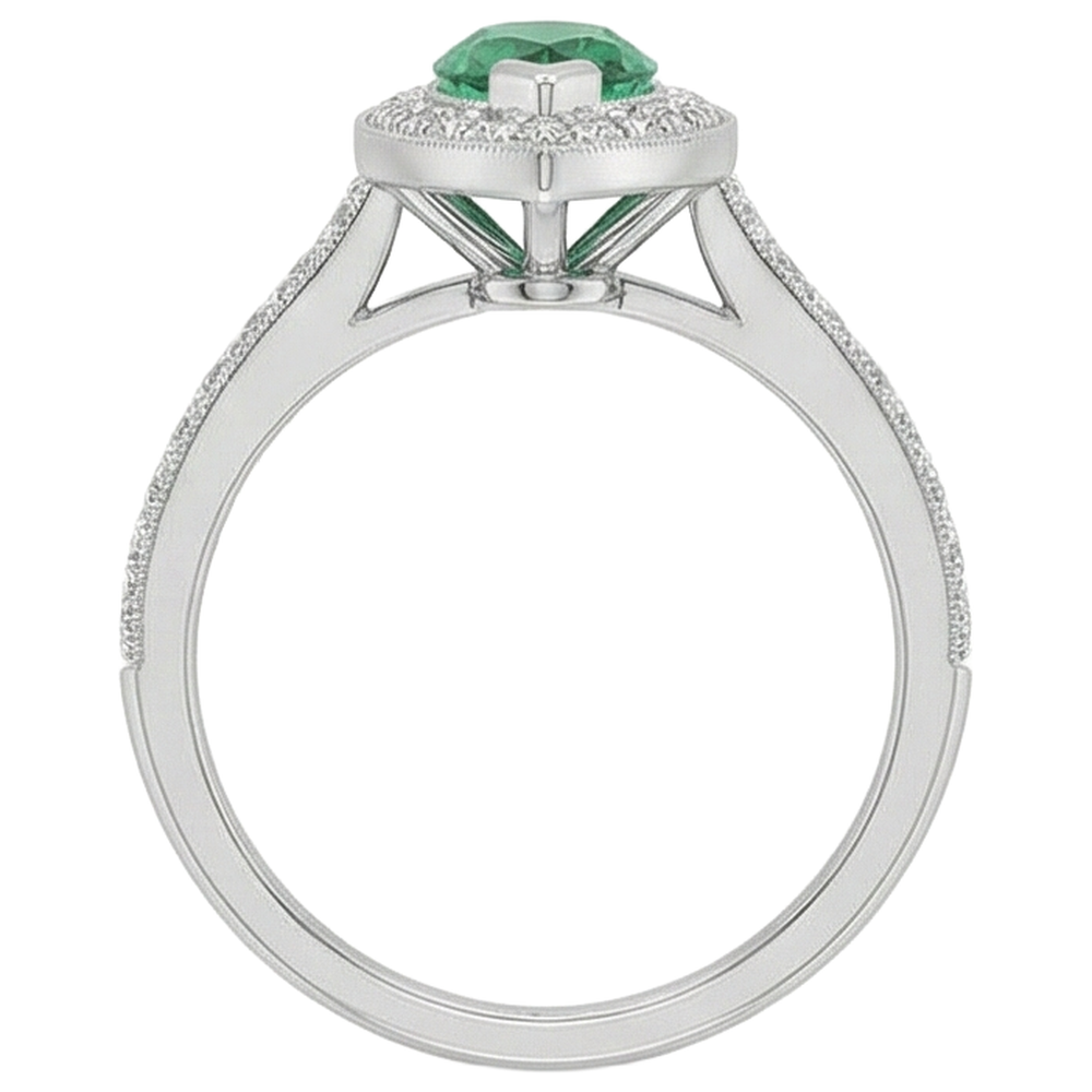 3 Carats Marquise Green Emerald GIA And Natural Earth Mined Diamond Engagement Ring White Gold 14K