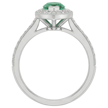 3 Carats Marquise Green Emerald GIA And Natural Earth Mined Diamond Engagement Ring White Gold 14K