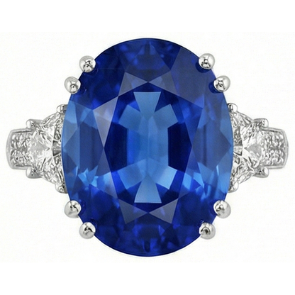 3 Carats Oval Sri Lanka Blue Sapphire Natural Earth Mined Diamonds Anniversary Ring