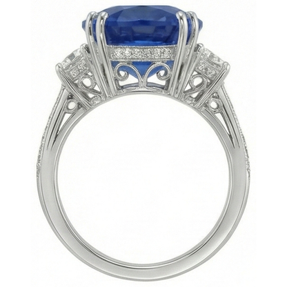 3 Carats Oval Sri Lanka Blue Sapphire Natural Earth Mined Diamonds Anniversary Ring