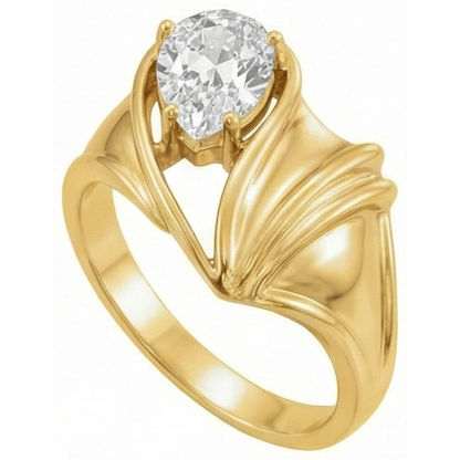 3 Carats Pear Mined Natural Real Diamond ( Not Lab Grown ) Old Cut Unique Yellow Gold Prong Setting