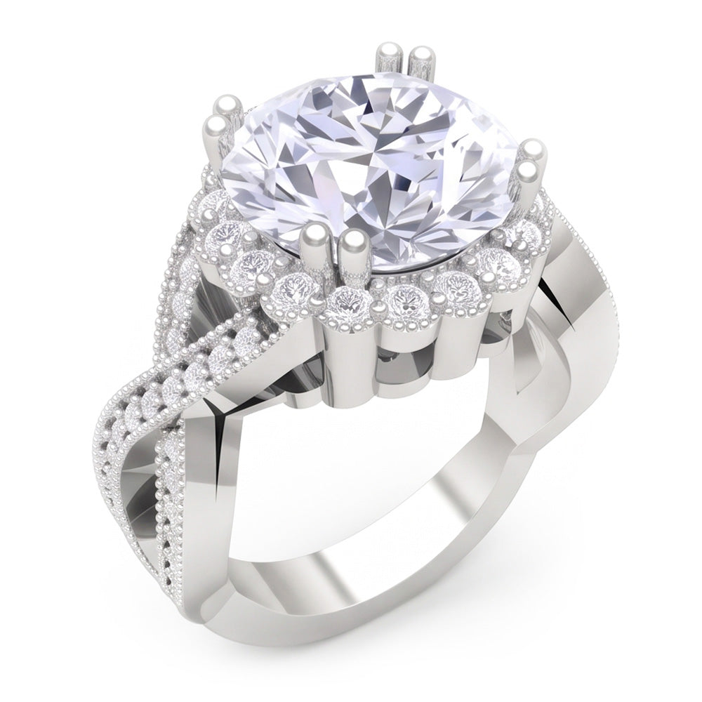 3 Carats Round Antique Style Natural Earth Mined Diamond Wedding Ring Fine Jewelry