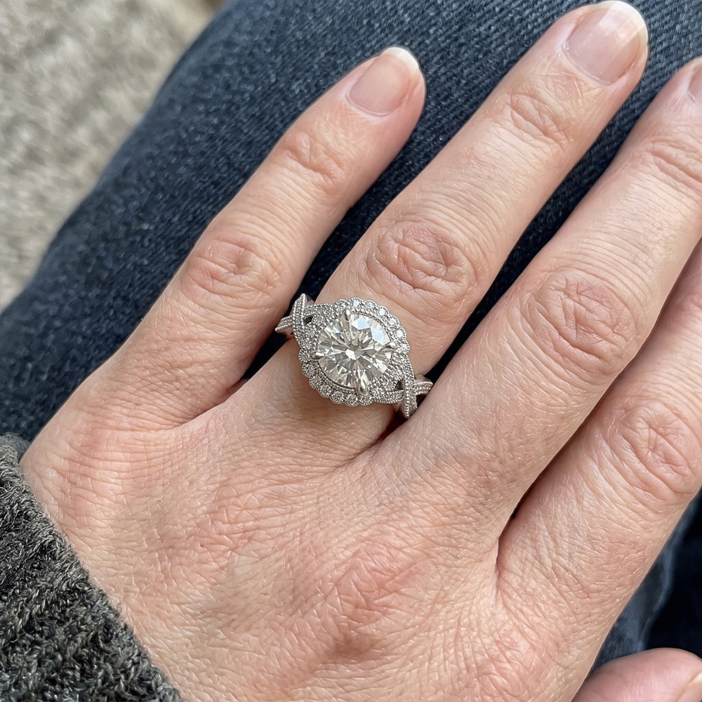 3 Carats Round Antique Style Natural Earth Mined Diamond Wedding Ring Fine Jewelry