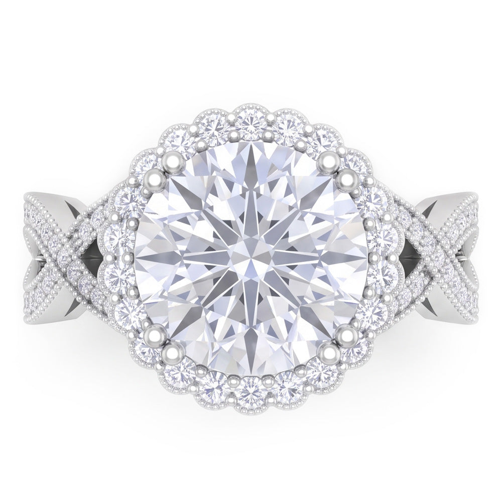 3 Carats Round Antique Style Natural Earth Mined Diamond Wedding Ring Fine Jewelry