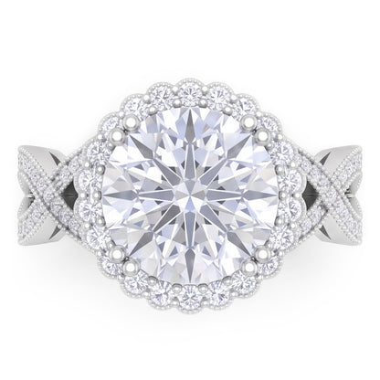 3 Carats Round Antique Style Natural Earth Mined Diamond Wedding Ring Fine Jewelry