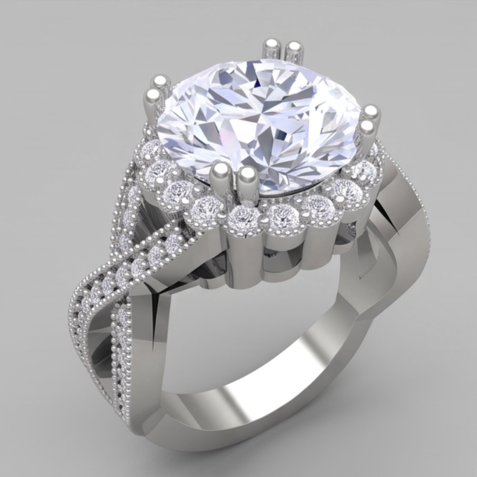 3 Carats Round Antique Style Natural Earth Mined Diamond Wedding Ring Fine Jewelry