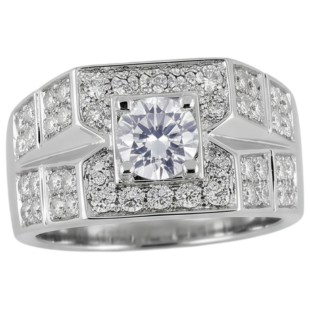 3 Carats Round Diamond Anniversary Mens Ring White Gold 10K