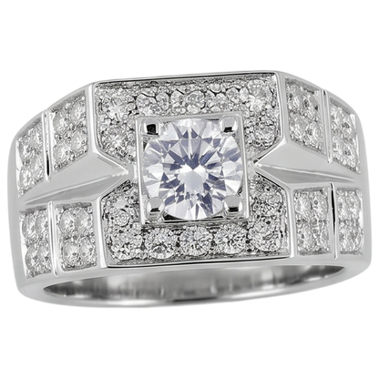 3 Carats Round Diamond Anniversary Mens Ring White Gold 10K