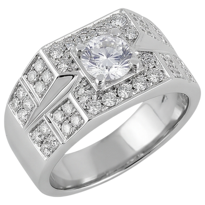 3 Carats Round Diamond Anniversary Mens Ring White Gold 10K