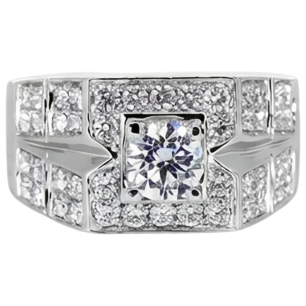 3 Carats Round Diamond Anniversary Mens Ring White Gold 10K