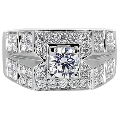 3 Carats Round Diamond Anniversary Mens Ring White Gold 10K