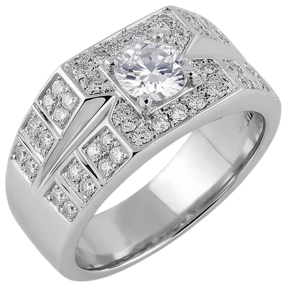 3 Carats Round Diamond Anniversary Mens Ring White Gold 10K