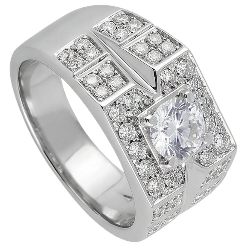 3 Carats Round Diamond Anniversary Mens Ring White Gold 10K