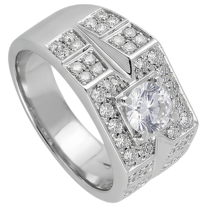 3 Carats Round Diamond Anniversary Mens Ring White Gold 10K