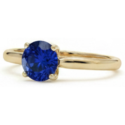 Natural Real ( Not Lab Grown )  3 Carats Round Solitaire Ring Sri Lankan Sapphire Yellow Gold 14K