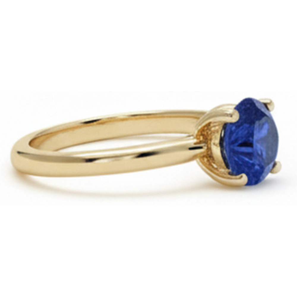 Natural Real ( Not Lab Grown )  3 Carats Round Solitaire Ring Sri Lankan Sapphire Yellow Gold 14K
