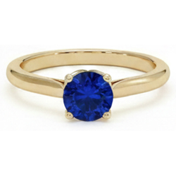 Natural Real ( Not Lab Grown )  3 Carats Round Solitaire Ring Sri Lankan Sapphire Yellow Gold 14K