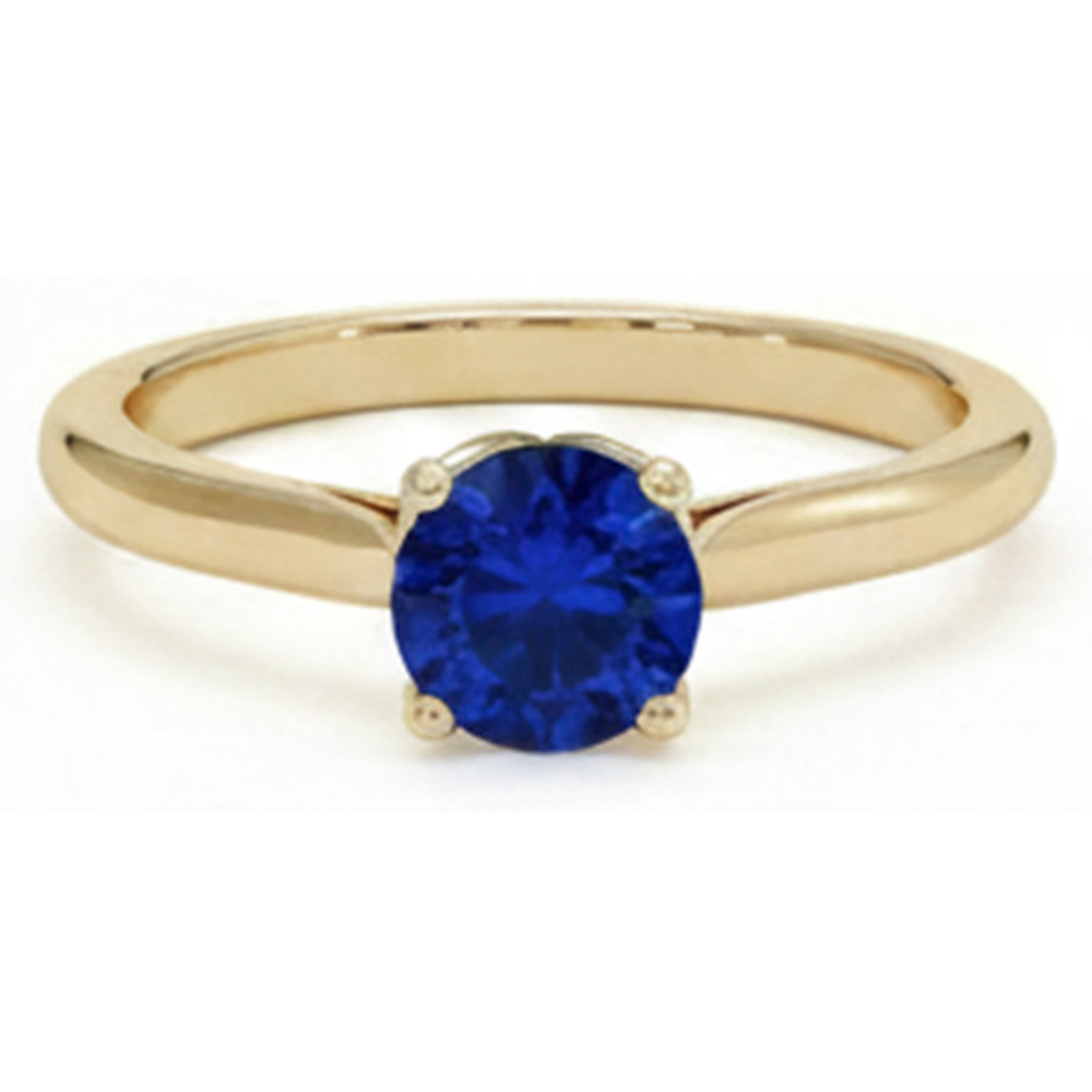 Natural Real ( Not Lab Grown )  3 Carats Round Solitaire Ring Sri Lankan Sapphire Yellow Gold 14K