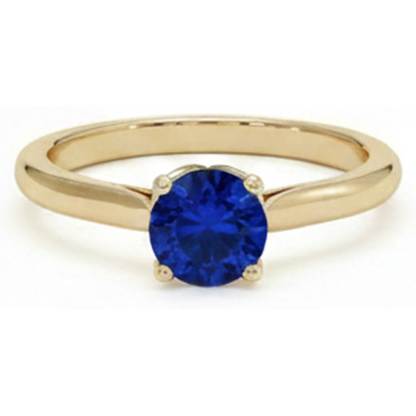 Natural Real ( Not Lab Grown )  3 Carats Round Solitaire Ring Sri Lankan Sapphire Yellow Gold 14K