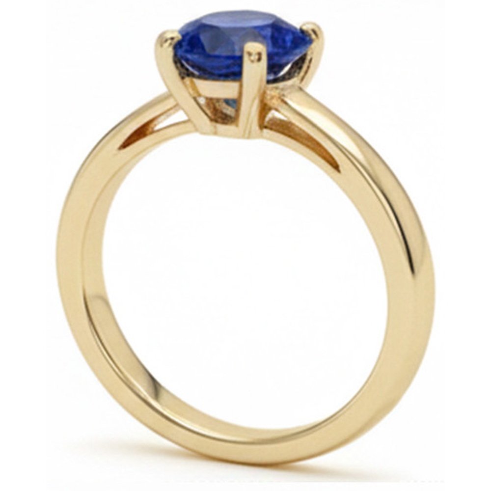 Natural Real ( Not Lab Grown )  3 Carats Round Solitaire Ring Sri Lankan Sapphire Yellow Gold 14K