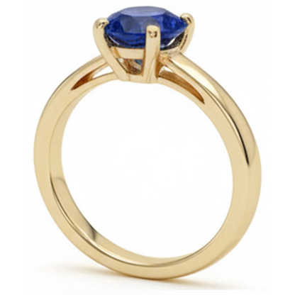 Natural Real ( Not Lab Grown )  3 Carats Round Solitaire Ring Sri Lankan Sapphire Yellow Gold 14K