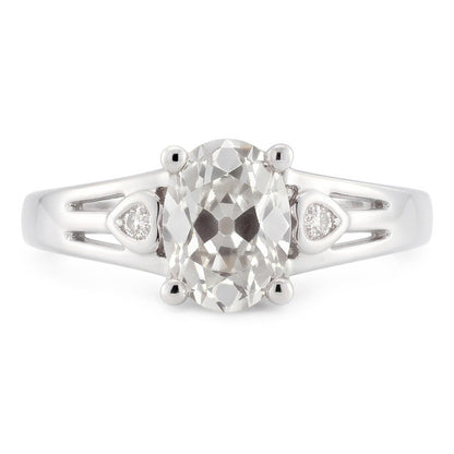 3 Carats Solitaire Oval Mined Natural Real Diamond ( Not Lab Grown ) Old Cut Prong Set Ring