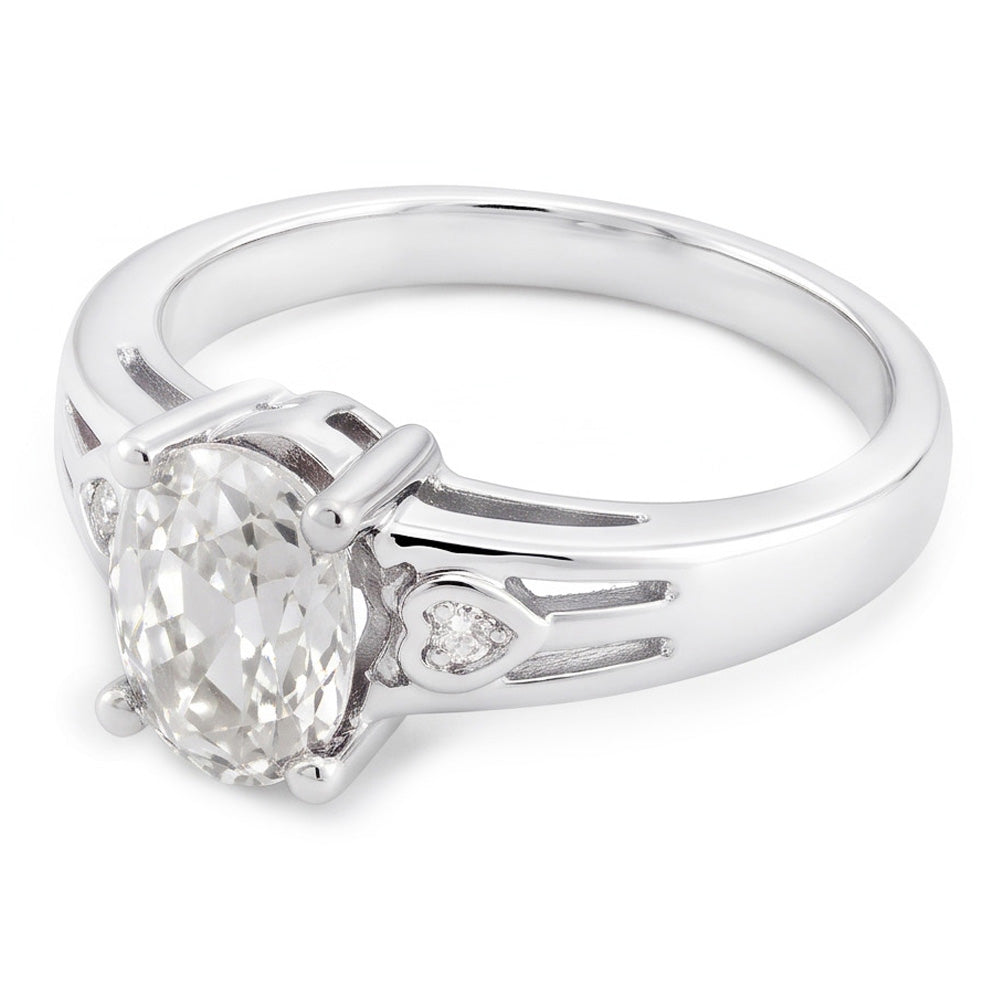 3 Carats Solitaire Oval Mined Natural Real Diamond ( Not Lab Grown ) Old Cut Prong Set Ring