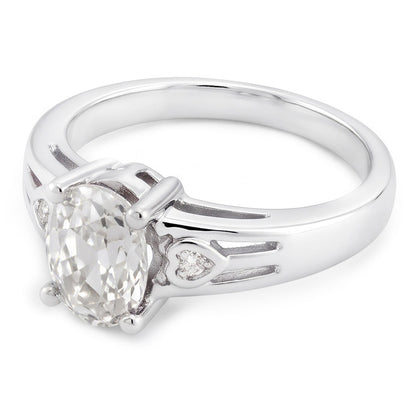3 Carats Solitaire Oval Mined Natural Real Diamond ( Not Lab Grown ) Old Cut Prong Set Ring