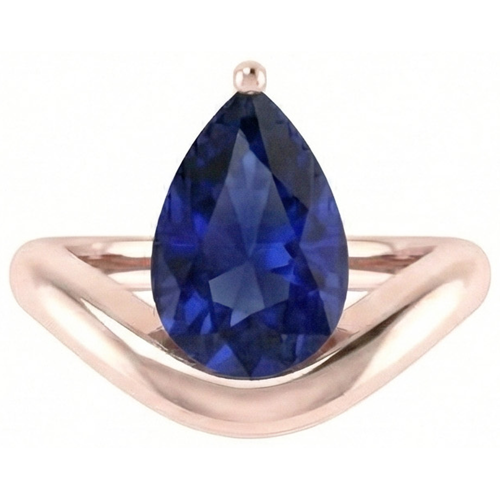 Natural Real ( Not Lab Grown )  3 Carats Solitaire Pear Ceylon Sapphire Ring Women's Gemstone Jewelry