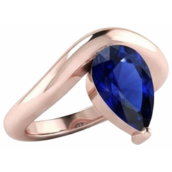 Natural Real ( Not Lab Grown )  3 Carats Solitaire Pear Ceylon Sapphire Ring Women's Gemstone Jewelry