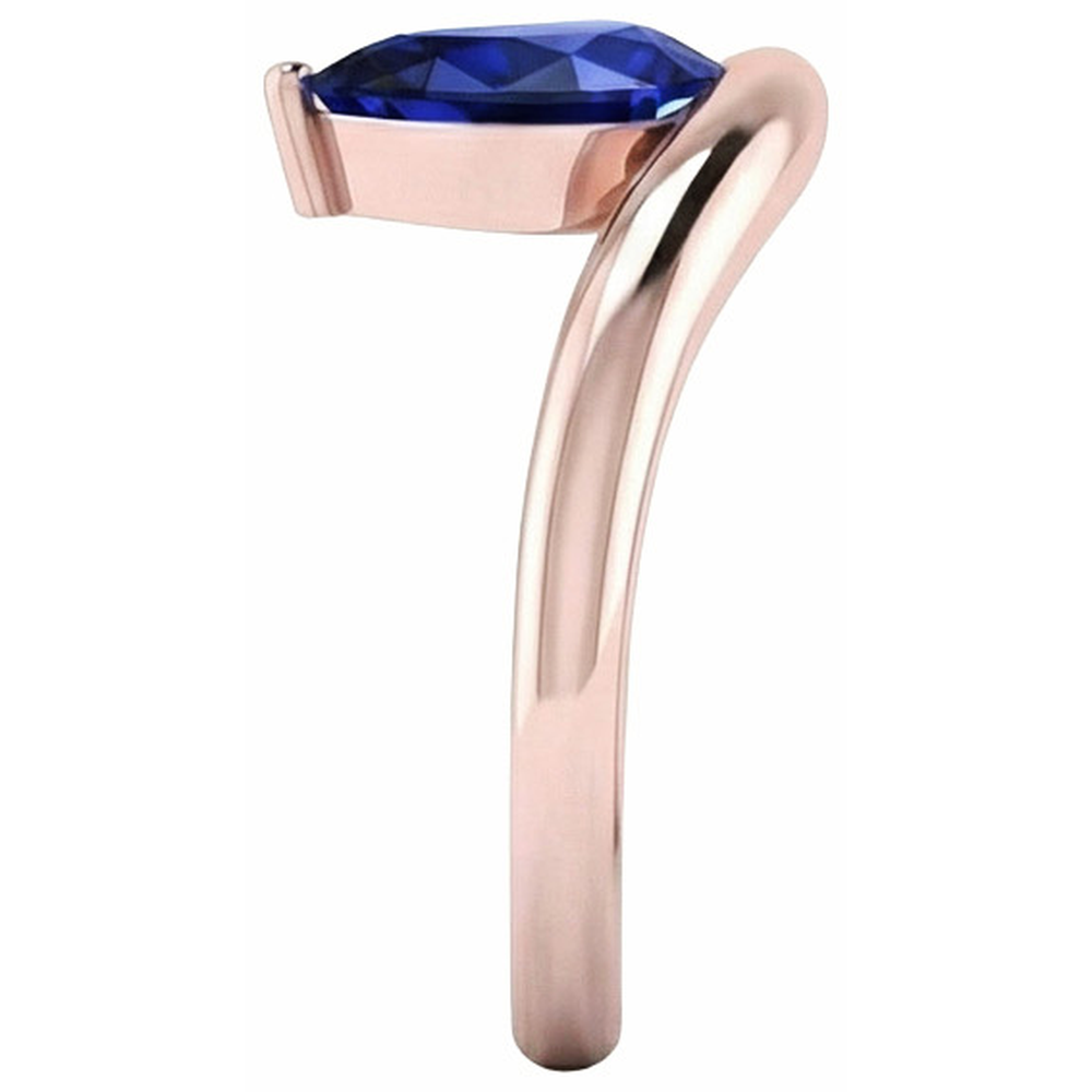 Natural Real ( Not Lab Grown )  3 Carats Solitaire Pear Ceylon Sapphire Ring Women's Gemstone Jewelry