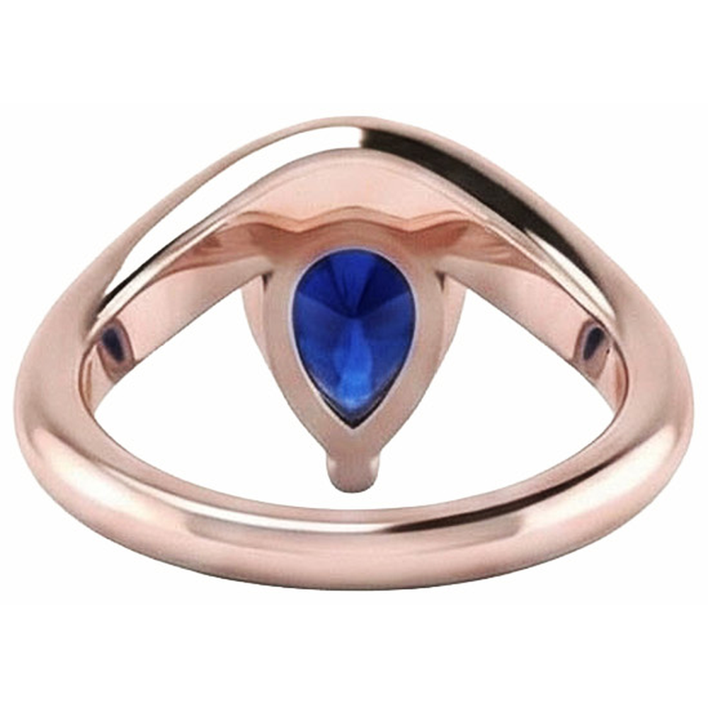 Natural Real ( Not Lab Grown )  3 Carats Solitaire Pear Ceylon Sapphire Ring Women's Gemstone Jewelry