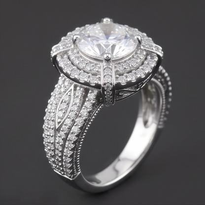 3 Carats Vintage Look Anniversary Ring Round Natural Earth Mined Diamond White Gold 14K