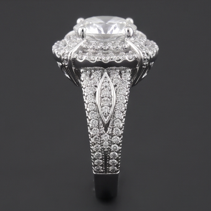 3 Carats Vintage Look Anniversary Ring Round Natural Earth Mined Diamond White Gold 14K