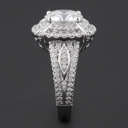 3 Carats Vintage Look Anniversary Ring Round Natural Earth Mined Diamond White Gold 14K
