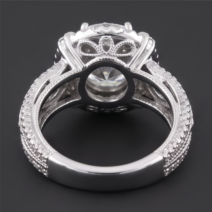 3 Carats Vintage Look Anniversary Ring Round Natural Earth Mined Diamond White Gold 14K