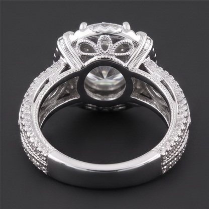 3 Carats Vintage Look Anniversary Ring Round Natural Earth Mined Diamond White Gold 14K