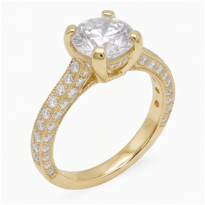 3 Ct Gorgeous Natural Earth Mined Diamond Anniversary Ring Yellow Gold