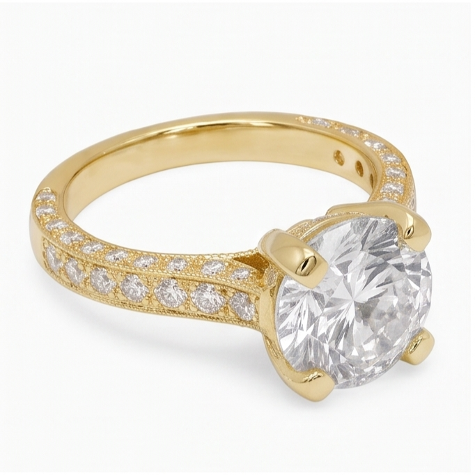 3 Ct Gorgeous Natural Earth Mined Diamond Anniversary Ring Yellow Gold