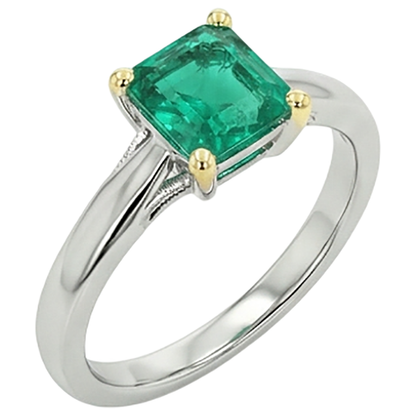 Natural Real ( Not Lab Grown ) 3 Ct Green Emerald GIA Solitaire Ring