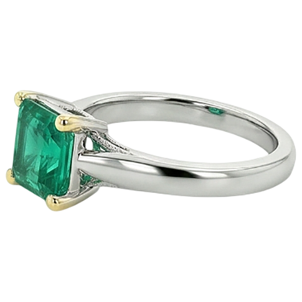 Natural Real ( Not Lab Grown ) 3 Ct Green Emerald GIA Solitaire Ring